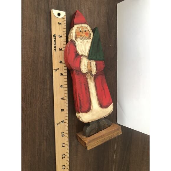 Signed & Numbered Santa Claus Hand painted Wood Folk Art Primitive Christmas VTG - Picture 5 of 6